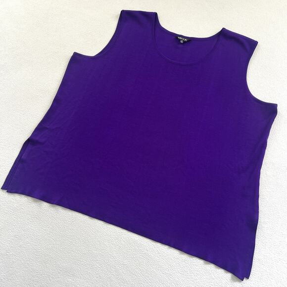 Misook Women Solid Purple Acrylic Knit Tank Sleeveless Scoop Neck Top Classic 3X - Picture 2 of 6